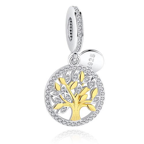 Silver Charms Fit Original Charm Bracelet Necklace 925 Sterling Silver Tree Love Heart European Charms Beads DIY Jewelry: PY1410