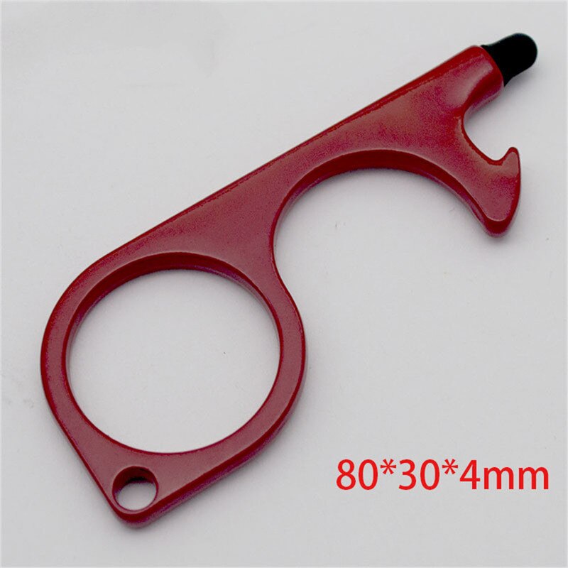 EDC Door Opener Silicone Head Contactless Press Elevator Door Opener Portable Antimicrobial Touch Screen Buttons Keychain: Red