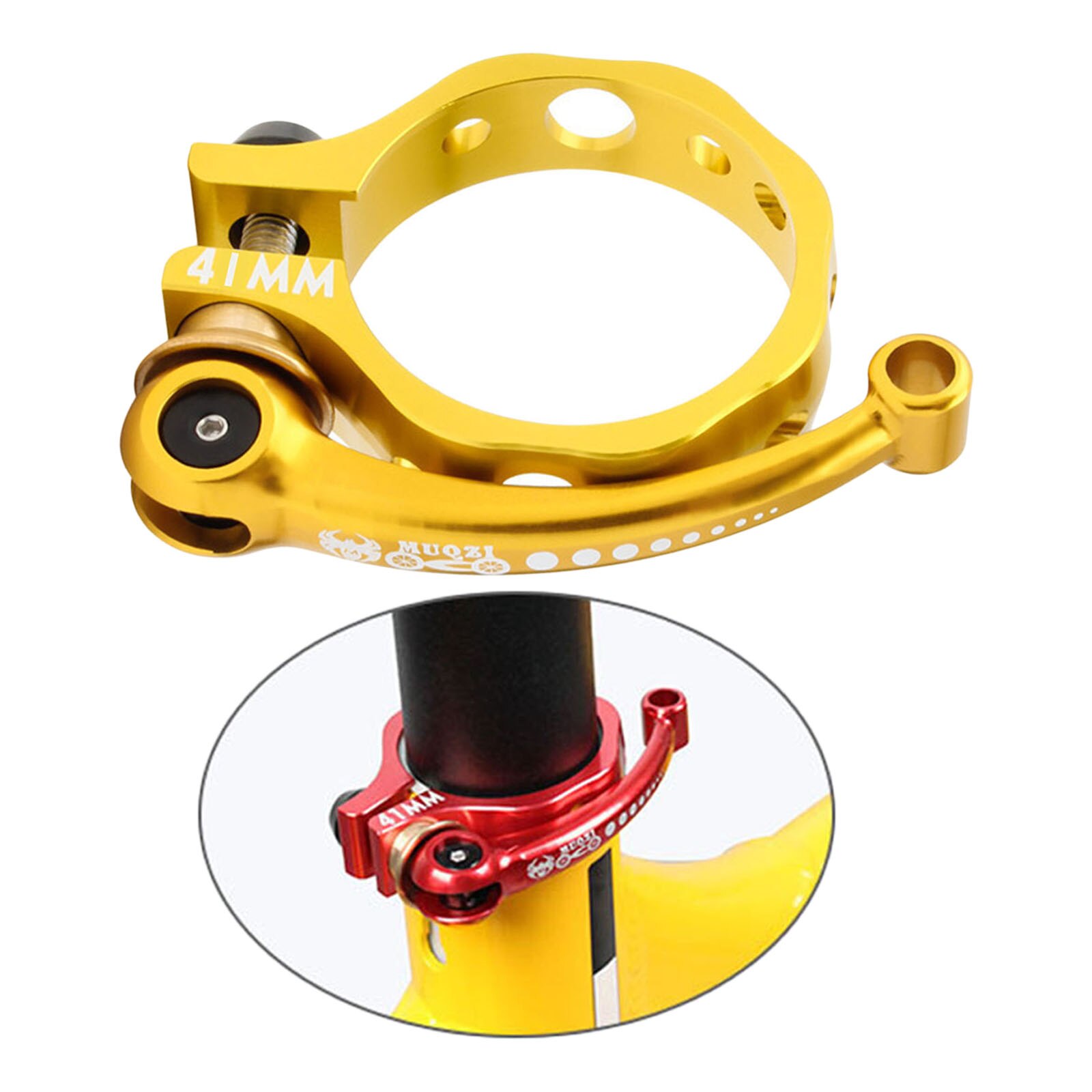 Fiets Zadelpen Klem Voor Vouwfiets Zadelpen Clip Gesp Slot, Aluminium Legering: Golden 41mm