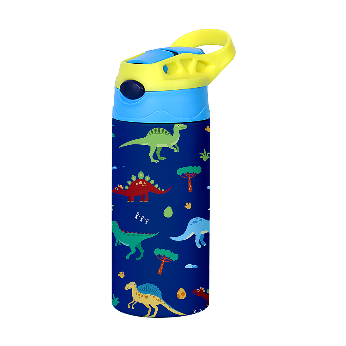 Tasse Thermos à motif de dessin animé de 12OZ/350ml, bouteille isolée en acier inoxydable, bouilloire Thermos pour enfants, tasse portative d'extérieur: Bleu