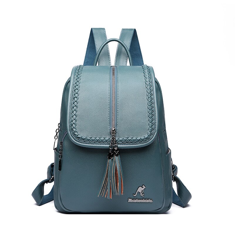 Frauen Leder Rucksack reise schule PU leder Schule tasche einkaufen Rucksäcke reise Schulter Schul: Blau