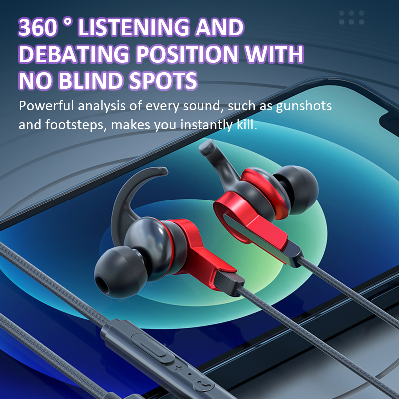 Auricolari da gioco cablati da 3,5 mm, auricolari audio analogici, cuffie cablate con microfono, auricolari sportivi stereo HiFi bassi, gioco senza ritardo