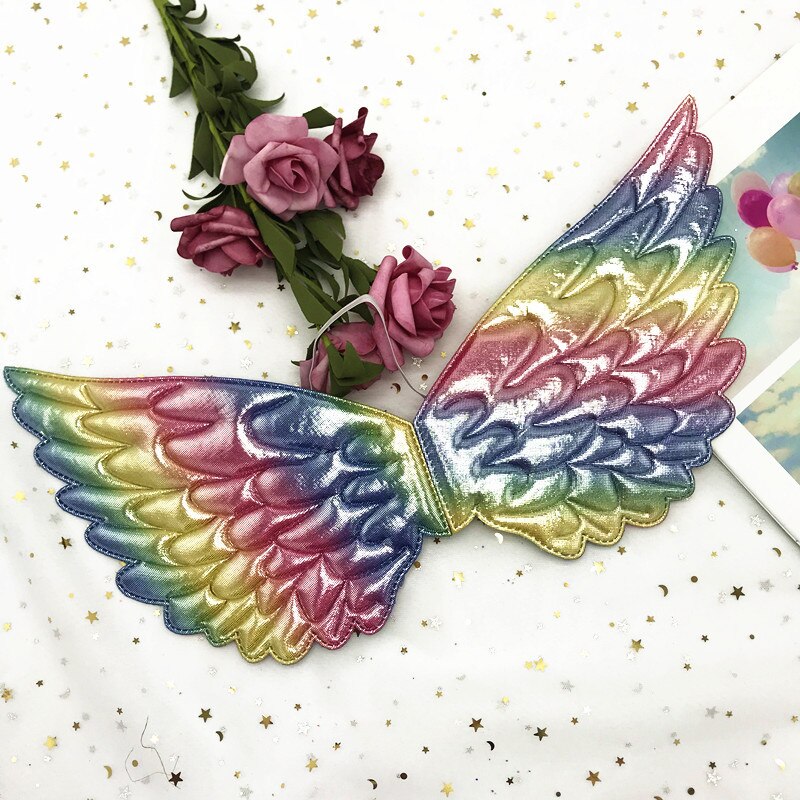 Rainbow Fairy Wings for Kids Unicorn Costume Girls Dress Up Pastel Rainbow Wings Costume Birthday Party Accessories: Rainbow