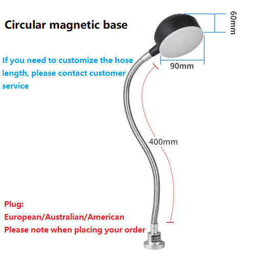 Lampe de travail LED pour Machine-outil, Base magnétique, Machine à coudre, tour, équipement CNC, éclairage de bureau, lumière vive 220V-110V: Gris clair