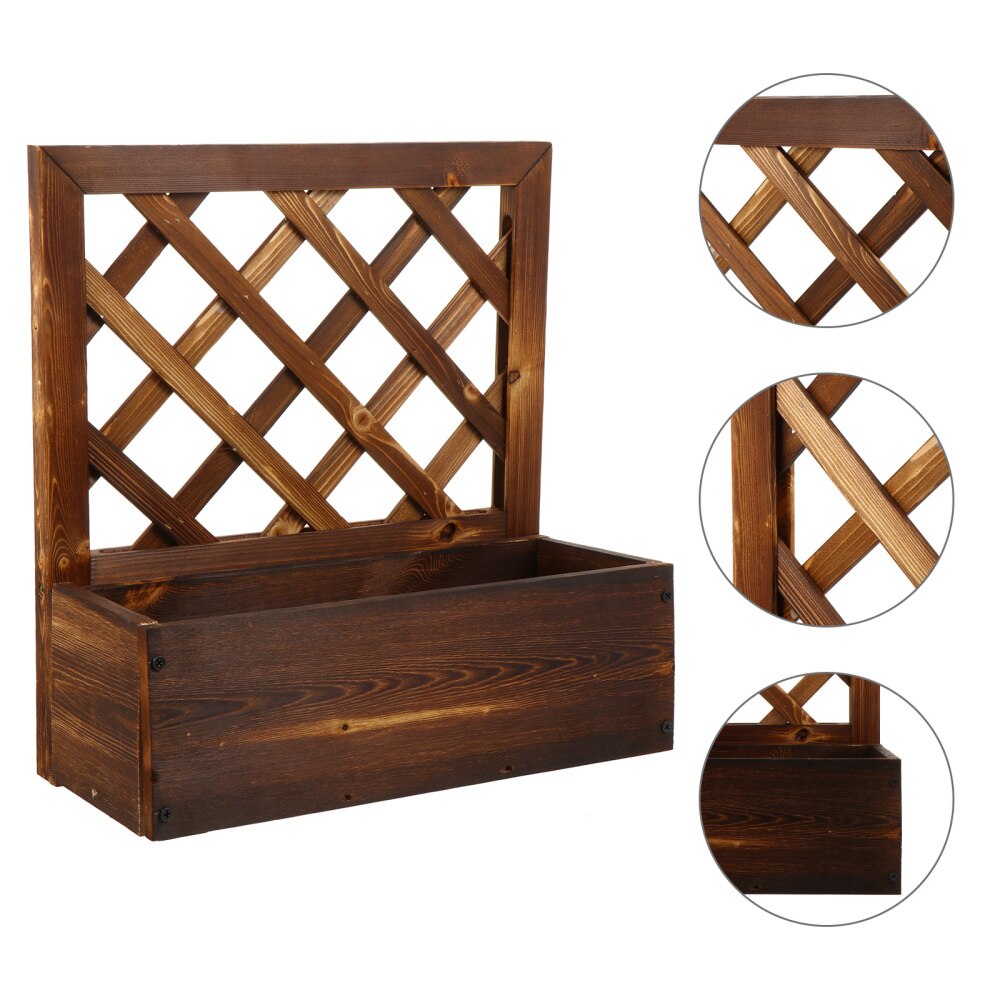 1 Set Wall Hanging Planter Balcony Outdoor Living Room Indoor Wooden Planter Planting Pot: Default Title