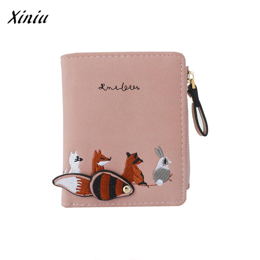 Xiniufashion dames portemonnee schattige cartoon dieren korte leren dames kleine portemonnee hasp rits kinderportemonnee kaarthouder  #3