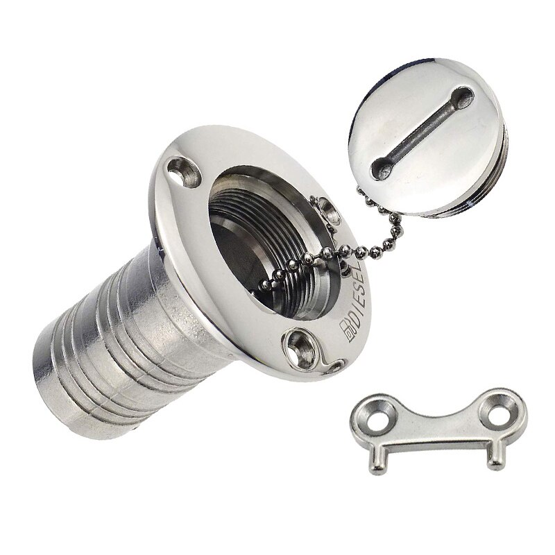 Boat Deck Filler 316 Stainless Steel Deck Diesel Fill Port Key Cap 38mm Marine Hardware Deck Filler Caps: Default Title