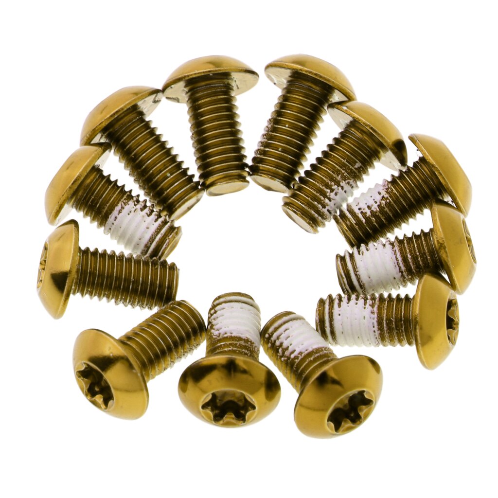 (Pack of 12) Steel MTB Mountain Bike Brake Rotor Disc Screws M5 x 10mm Cycling Brake Disc Plum Nuts Road Bike Component Parts: Golden