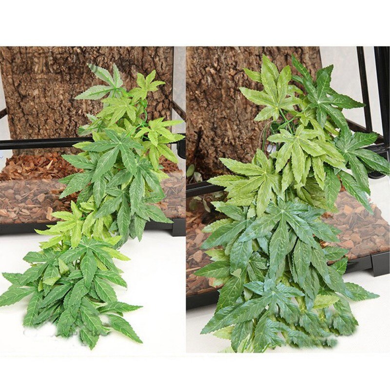 Plantes de décoration de Terrarium pour reptiles, plantes avec ventouse pour animaux de compagnie amphibiens, lézard, serpent, escalade, décor d&#39;aquarium