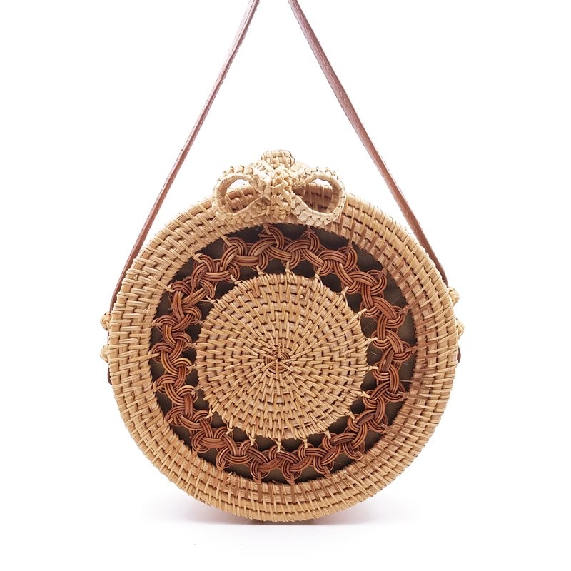 2020 rotonda Borse di Paglia Delle Donne di Estate Rattan Handmade Sacchetto Tessuto Spiaggia Cross Body Bag Cerchio Della Borsa Della Boemia Bali prezzo Più Basso l31