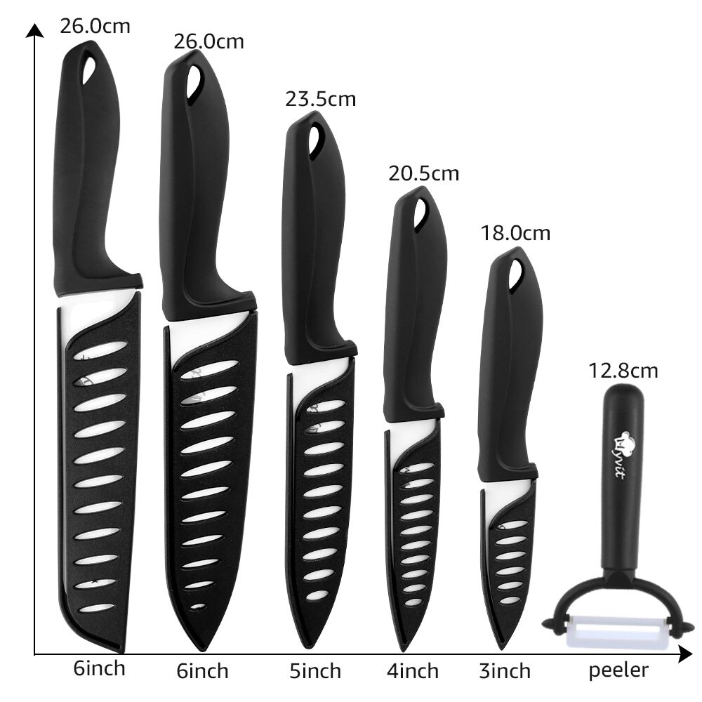Keramische Mes 3 4 5 6Inch Chef Utility Slicer Gekarteld Broodmes Paring Keuken Keramische Messen Set Zirconia Blade koken Tool