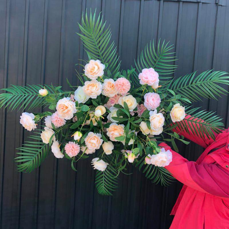 50/100cm DIY Romantic Wedding Silk Peonies Rose Flower Wall Arrangement Supplies Artificial Row Decor Iron Arch Backdrop
