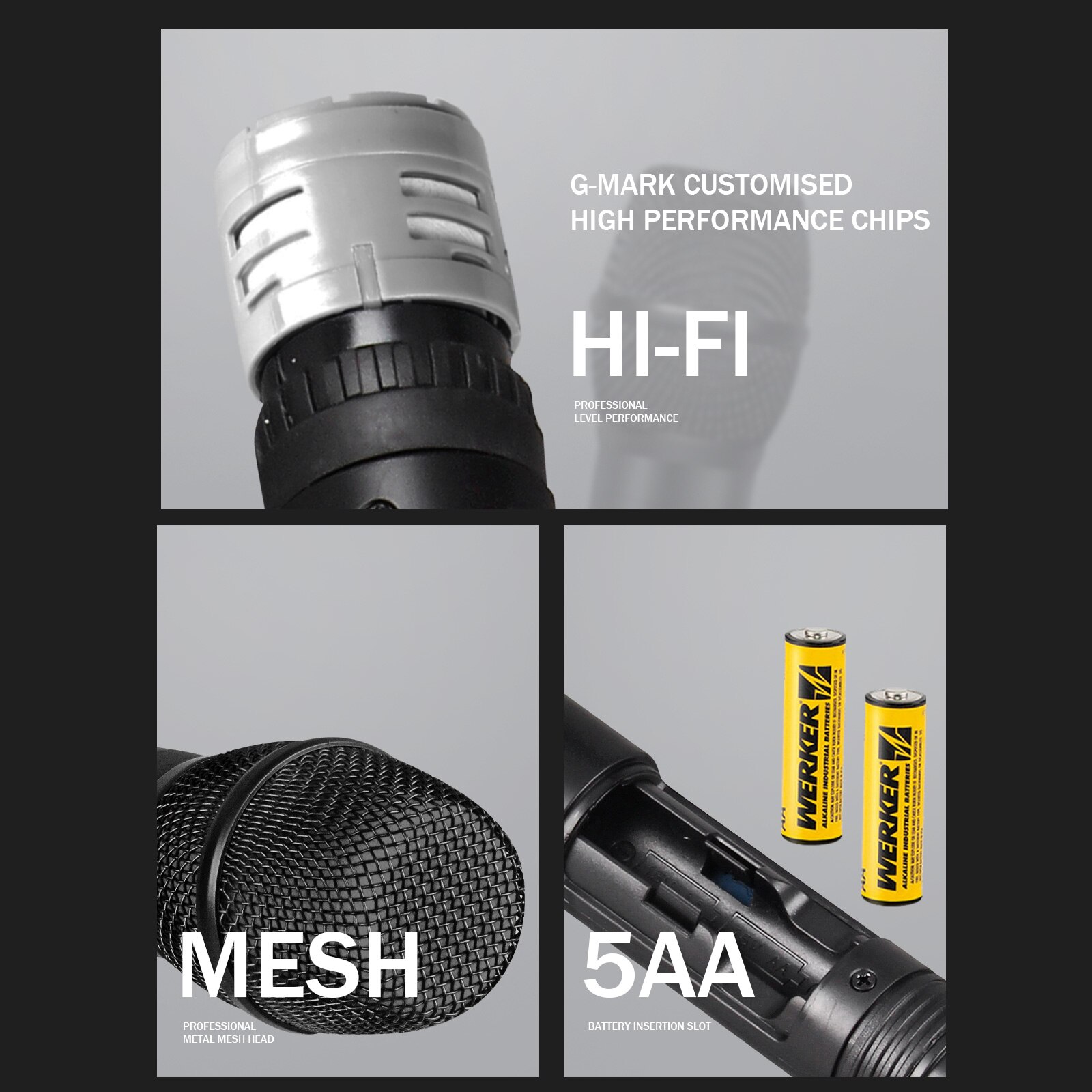 Karaoke Microphone G-MARK EW100 UHF Handheld Mic Fixed Frequency 50M For Home Party Show Wedding