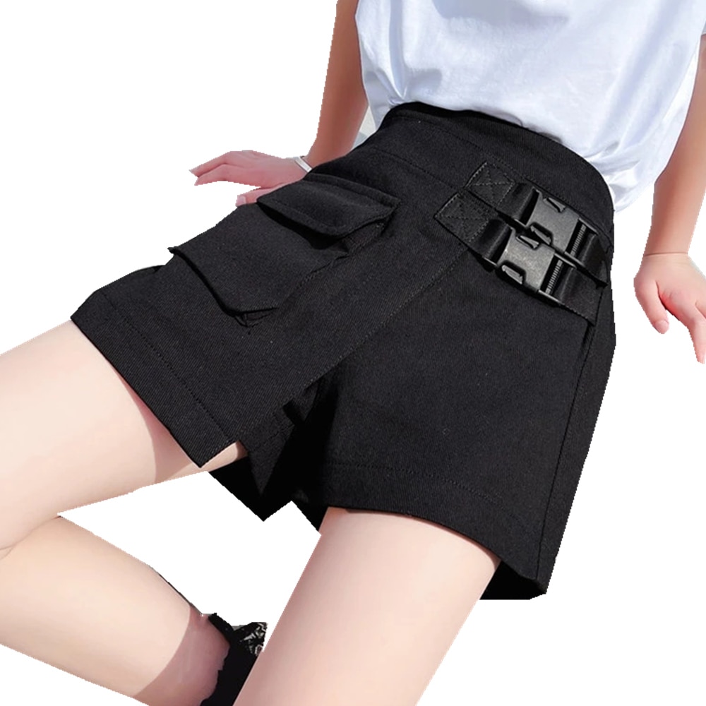 New summer teenage Girls pantaloncini con cintura neri a vita alta pantaloncini neri in cotone per bambini con cintura per 5 6 7 8 9 10 11 12 13 14 anni
