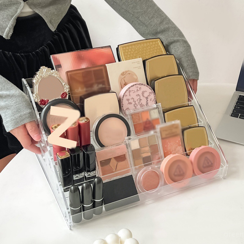 Meerlaags opbergrek voor opstapjes Organiseren van oogschaduw Lippenstift Transparante cosmetica Nagellak Desktop Display Plankorganisator