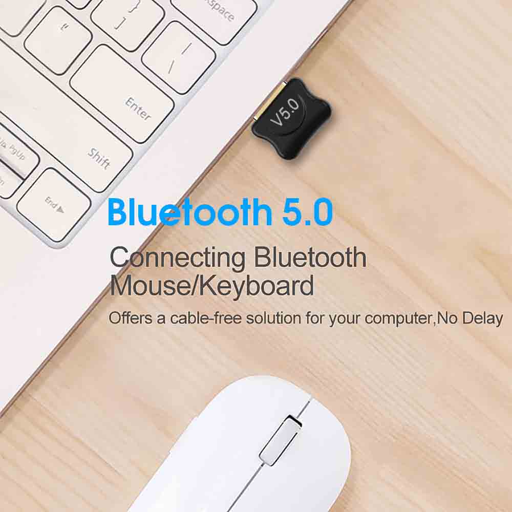 Adattatore compatibile Bluetooth 5.0 Trasmettitore USB per PC Ricevitore per computer Laptop Auricolare Stampante audio Ricevitore dongle dati