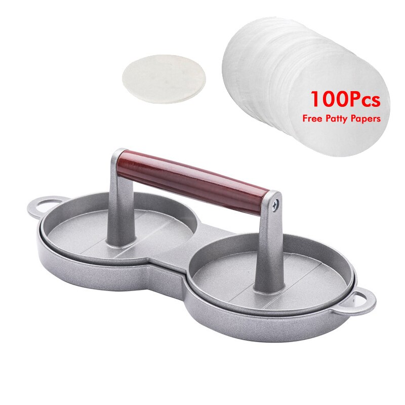 Kitchen Round Shape Burger Press Food-Grade ABS Hamburger Meat Press Beef Grill Hamburger Press Patty Maker Mold Kitchen Tools: Double with paper