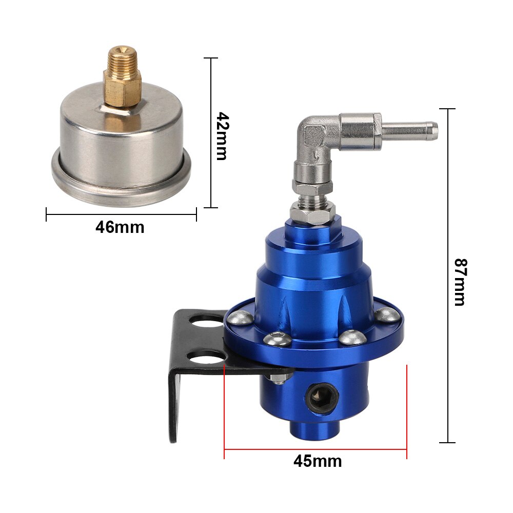 Verstelbare Fuel Pressure Regulator Met Gauge Kit 7 Kleuren Voertuig Monteren Brandstof Supercharger Universal Aluminium