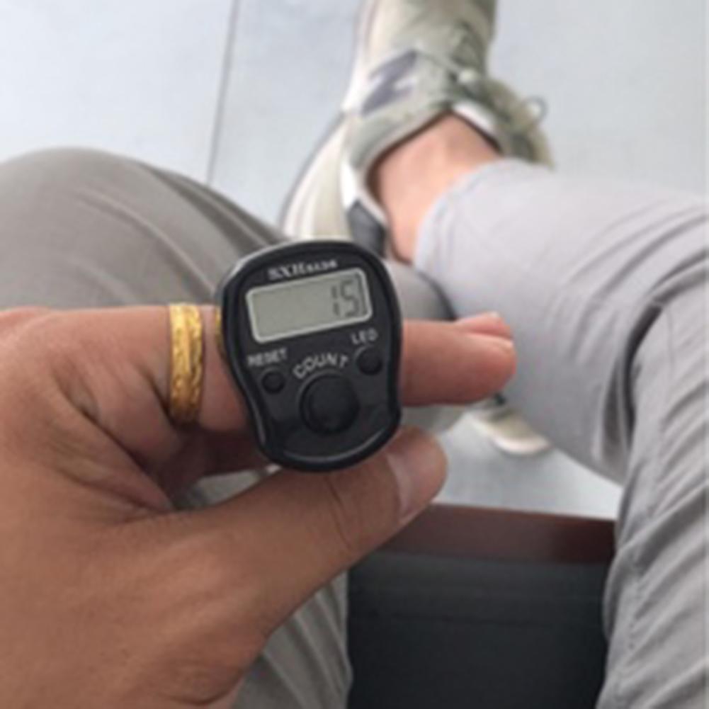 Mini marcador de punto contador de dedo de fila LCD pantalla eléctrica digital con luz LED para Buda rezando herramienta para tejer punto de costura