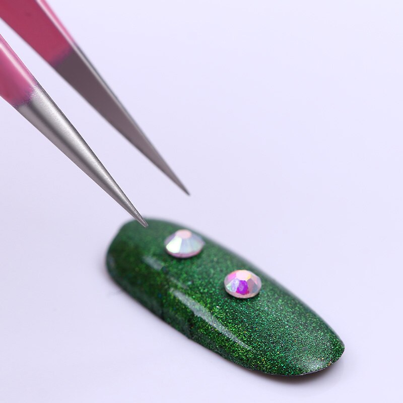 Angled Straight Pink Eyebrow Tweezers Stainless Steel Face Hair Removal Eye Brow Trimmer Nail Art Tool