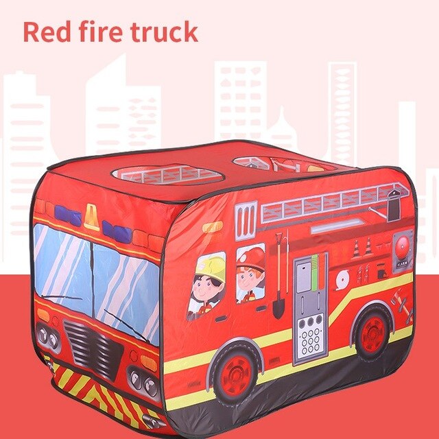 Children&#39;s Foldable Play Tent Firefighter Policemen Game House Pretend Play Fire Truck Kids Indoor Ocean Ball Pool Birthday: Fire truck