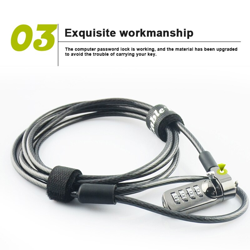 Notebook Laptop Combinatie Lock Beveiliging Kabel 4 Cijferige Wachtwoord Beveiligingen Anti Diefstal Apparaat QJY99