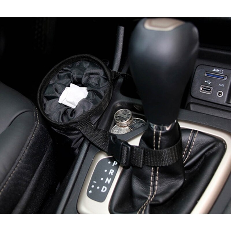 Automobile Trash Bin Multifunctional Litter Garbage Box Organizer Foldable Litter Case Adjustable Elastic Band Buckle R2LC