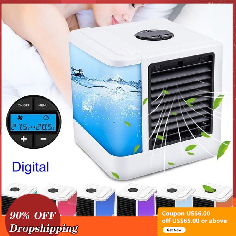 Kannettava ilmastointilaitteen tuuletin ilmastointipuhdistin 7 väriä led usb pöytäilmanjäähdytintuuletin erittäin hiljainen haihdutusilmajäähdytys