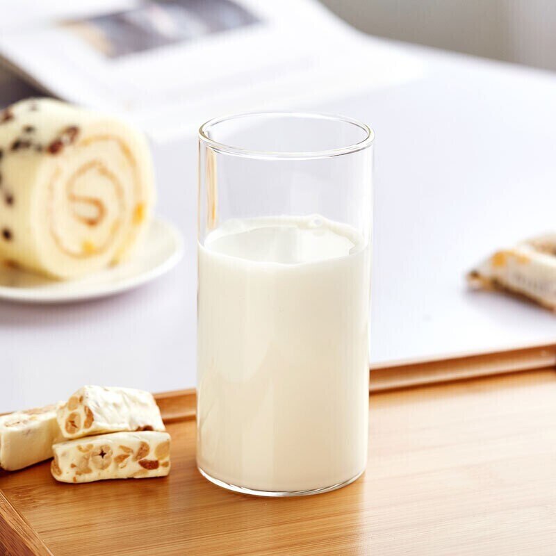 Heat-resistant Can Shape Glass Water Milk Juice Cup Beer Glass 330/400ml and Straw Dessert Juice Tea Cup Shake Glass