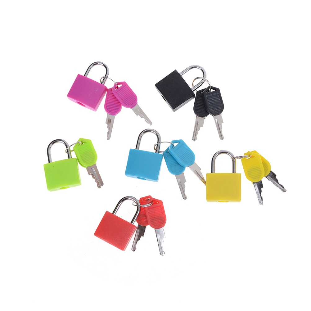 1PCS 6 kleuren Kleine Mini Sterke Stalen Hangslot Reizen Tiny Koffer Slot met 2 Sleutels