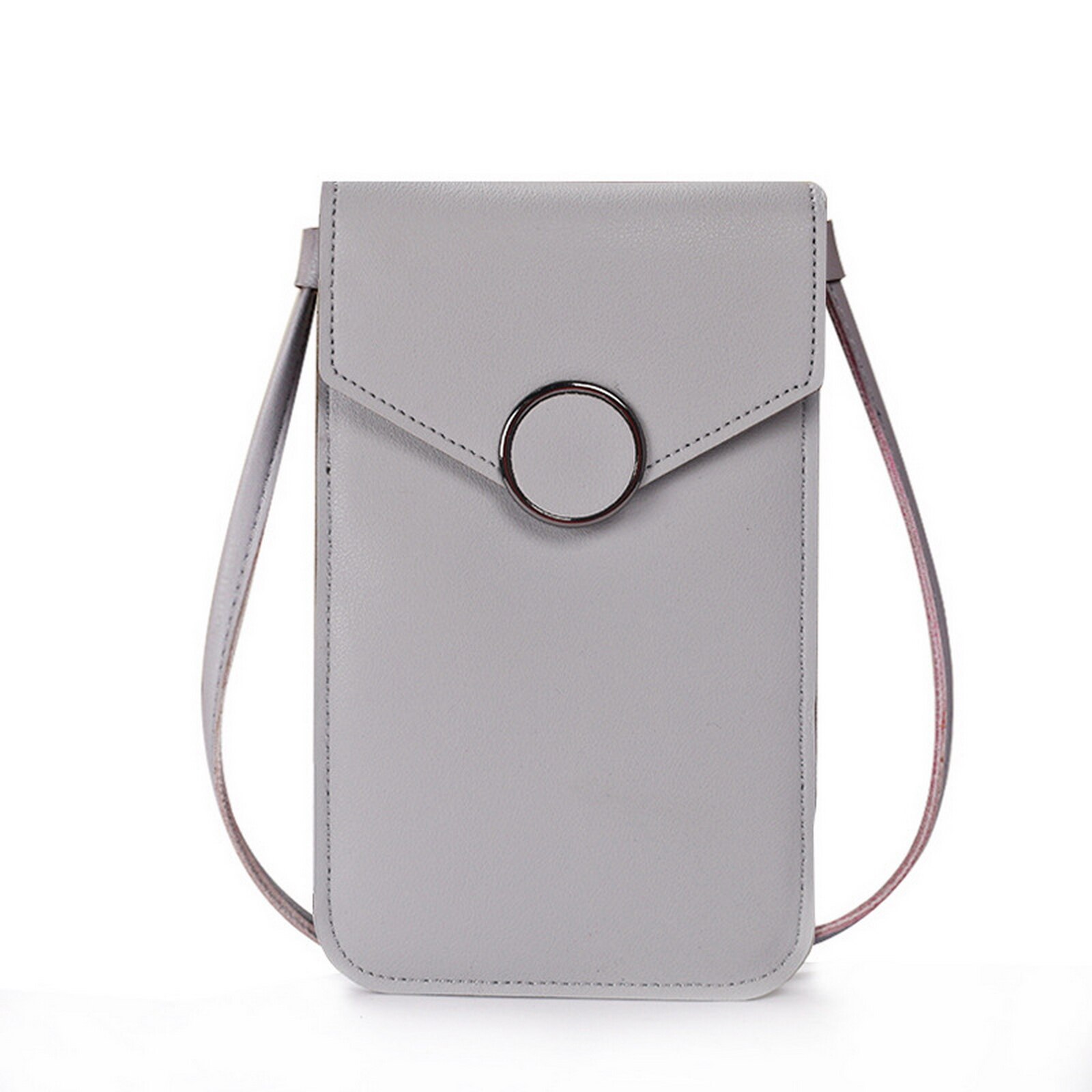 Vrouwen Tas Touch Screen Mobiele Telefoon Purse Smartphone Portemonnee Lederen Schouderband Handtas S10 Huawei P20: light gray