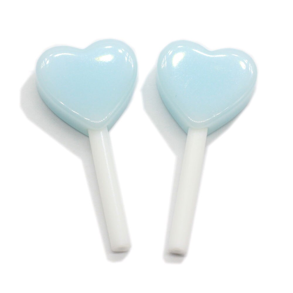10/20 stk ny nyhed blandet hjerte slikkepind 40*18mm pastel slikkepinde sød flatback harpiks cabochons dekoration håndværk til øreringe &: 10 stk / 4