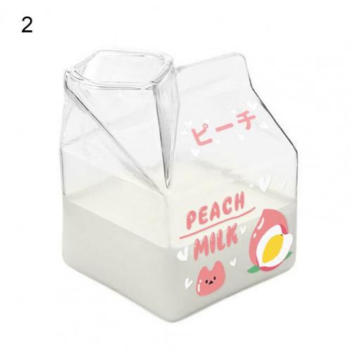 400ML Clear Glass Milk Box Water Bottle Reusable Juice Transparent Milk Cup Box Milk Drinking Glass Mug Water Cups Drinkware: 2