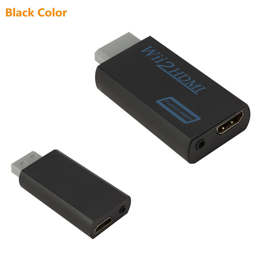 Wii z wejściem HDMI konwerter Adapter Wii2HDMI-compatible konwerter Full HD 1080P Audio 3.5mm dla PC Monitor HDTV wyświetlacz: Black