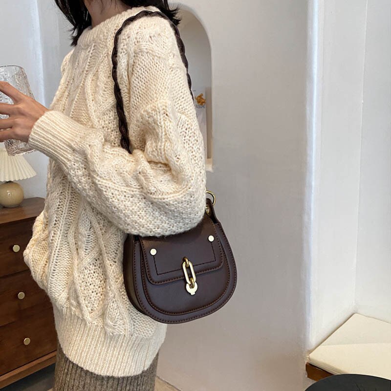 Skrå taske dametasker læder sadeltasker til kvinder crossbody skuldertaske kvindelig flap skulder håndtaske og pung