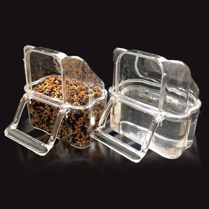 Perroquet oiseau Transparent en plastique nourriture tasse bol entreprise eau propre Silo abreuvoir X6HC