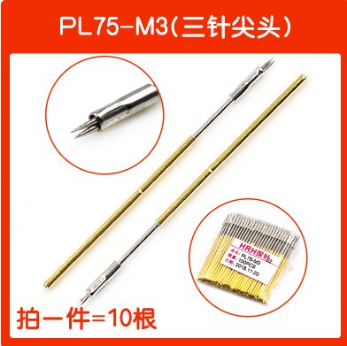 50 pièces ressort PCB Test sonde broche pointe de lance 0.74mm pointe Dia 1.3mm trou de forage Dia.: PL75-M3