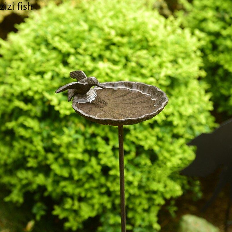Cast Iron Bird Feeder Bird Drinking Plugin Garden Ornament Wrought Iron Feeder Bird Supplies Metal Bird Feeder Outdoor Bird Bowl