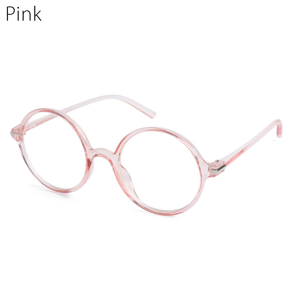 Computer Classic Transparent Round Glasses Anti Blue Glare Frame Clear Lens Myopia Glasses Vintage Eyeglasses Optical Spectacle: pink2