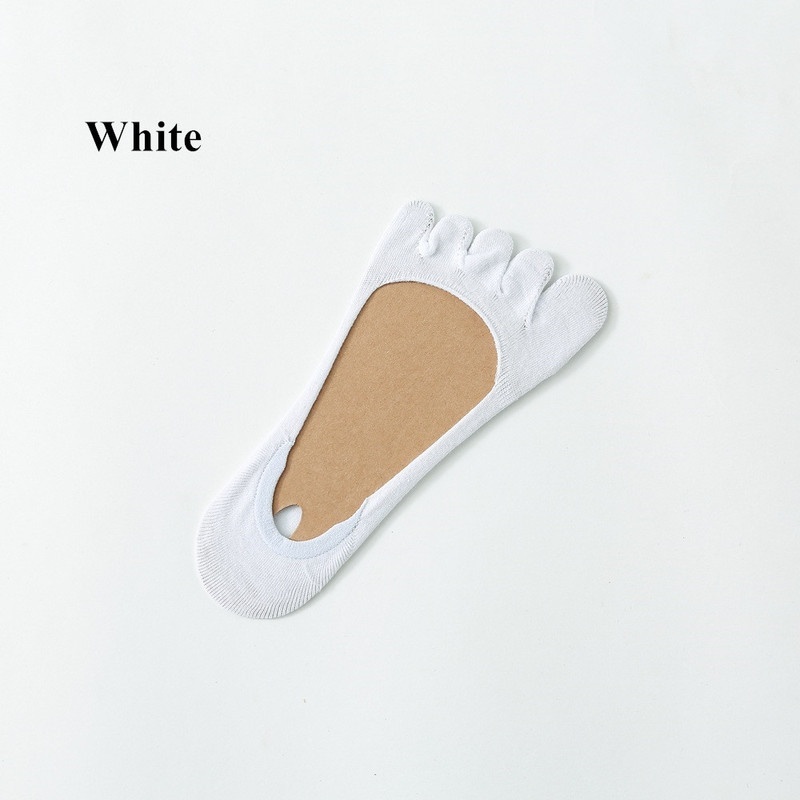 Calcetines de verano de cinco dedos, calcetines invisibles boca superficial barco para mujer, Color sólido, transpirable, algodón, dedos abiertos, calcetines de cinco dedos: Blanco