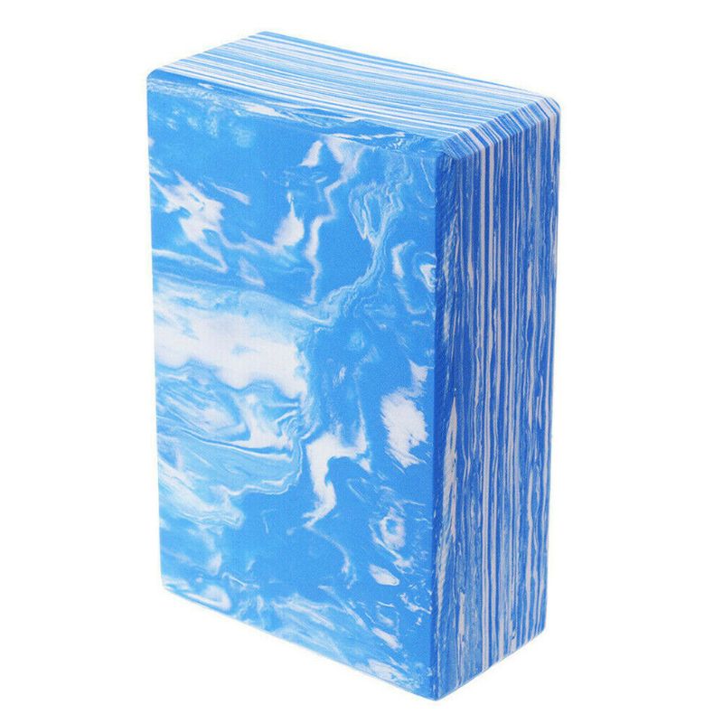 Yogablok en yogablok van eva-schuim met hoge dichtheid ter ondersteuning van het evenwicht en ter verdieping van de poses, zacht schuimoppervlak met antislipoppervlak: Blauw