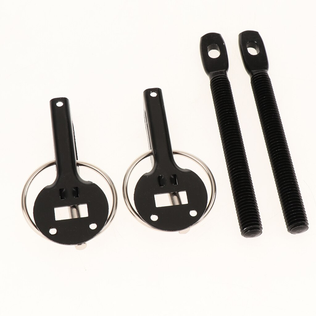 Universal Aluminum Car Bonnet Hood Pin Pins Key Lock Latch Catch Locking Fasten Kit Set (Black)