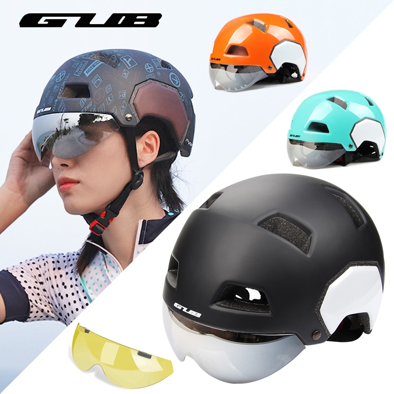 Men Women Ultralight Cycling Helmet MTB Mountain Road Bike Helmet with Goggles Breathable Integrally Molded GUB V3