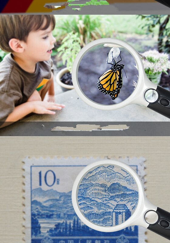 Handheld Magnifier HD 10 Times Old Man Reading With Light Child Student With Expanded Lens 10 Times Portable