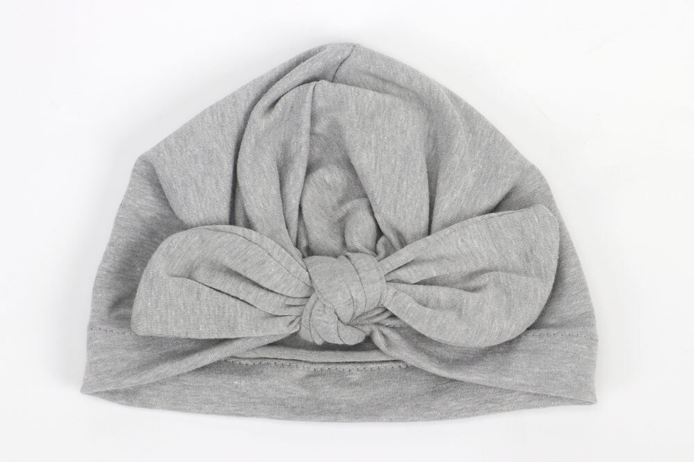 1 pièces Bebe filles garçons doux arcs Turban lapin oreille noeud casquette bonnet chapeau musulman inde chapeau bohème bowknot turbans Cap: Gris
