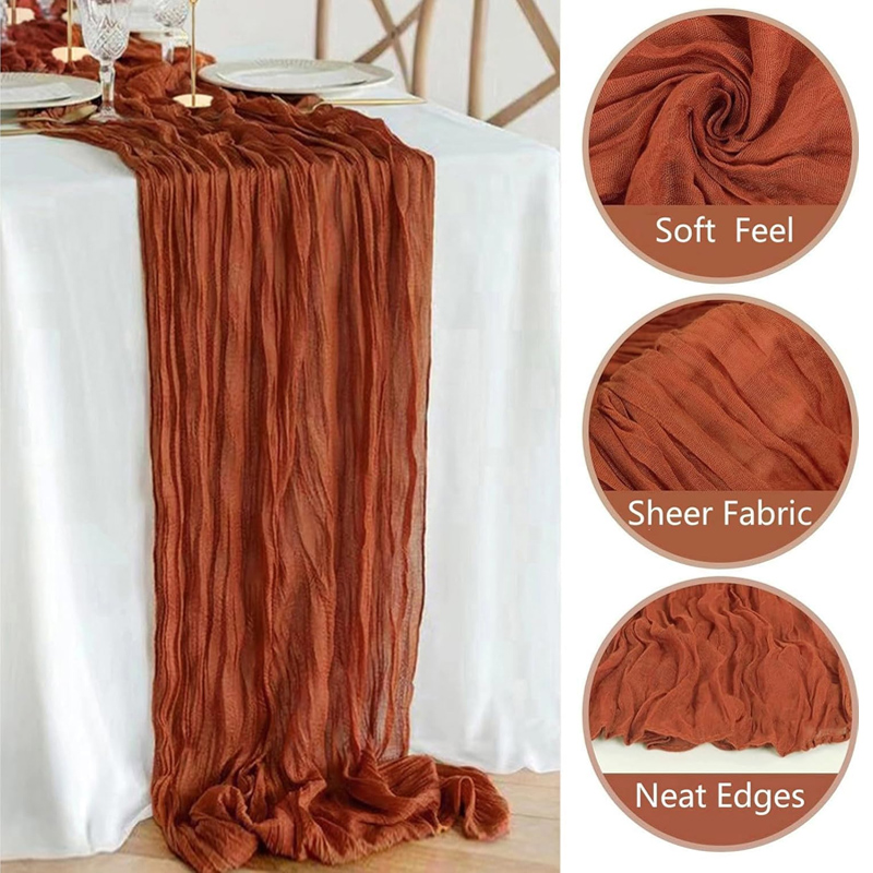 90 x 400cm halvtransparent gasbinda bordslöpare matsal vintage bröllop brud jul banketter fest valv tårtdekoration