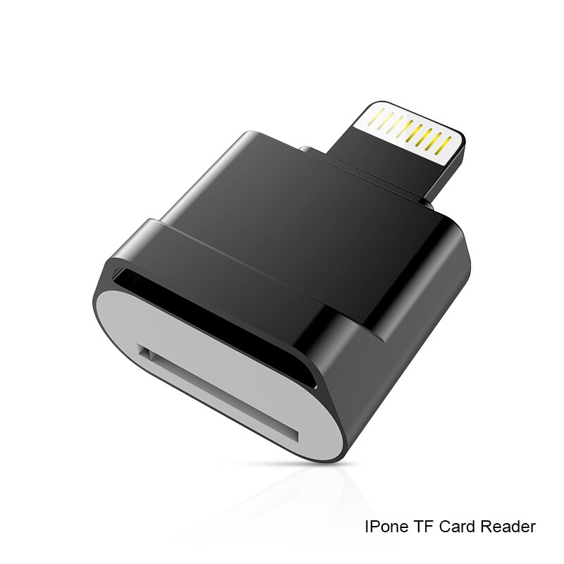 Mini Card Reader for iPhone5 6s 7Plus 8X MicroSD TF Memory Card reader for iPad Macbook Phone OTG adapter: Black