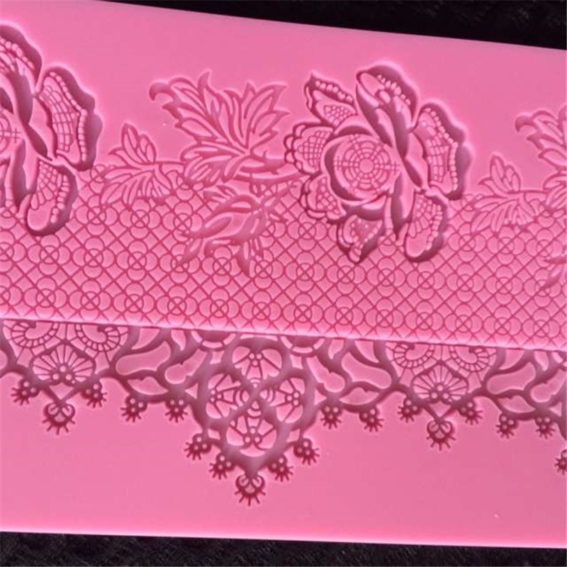 Aomily Lace Rose Wedding Cake Silicone Beautiful Flower Lace Fondant Mold Mousse Sugarcraft Icing Mat Pad Pastry Baking Tools