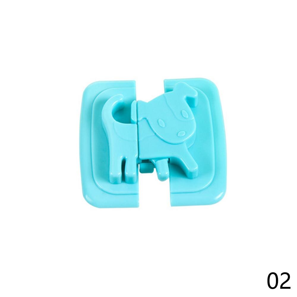 Candado de plástico con dibujos animados para gabinete de bebé, cerradura de seguridad para cajones, ventana, inodoro, protección para niños: Blue 02