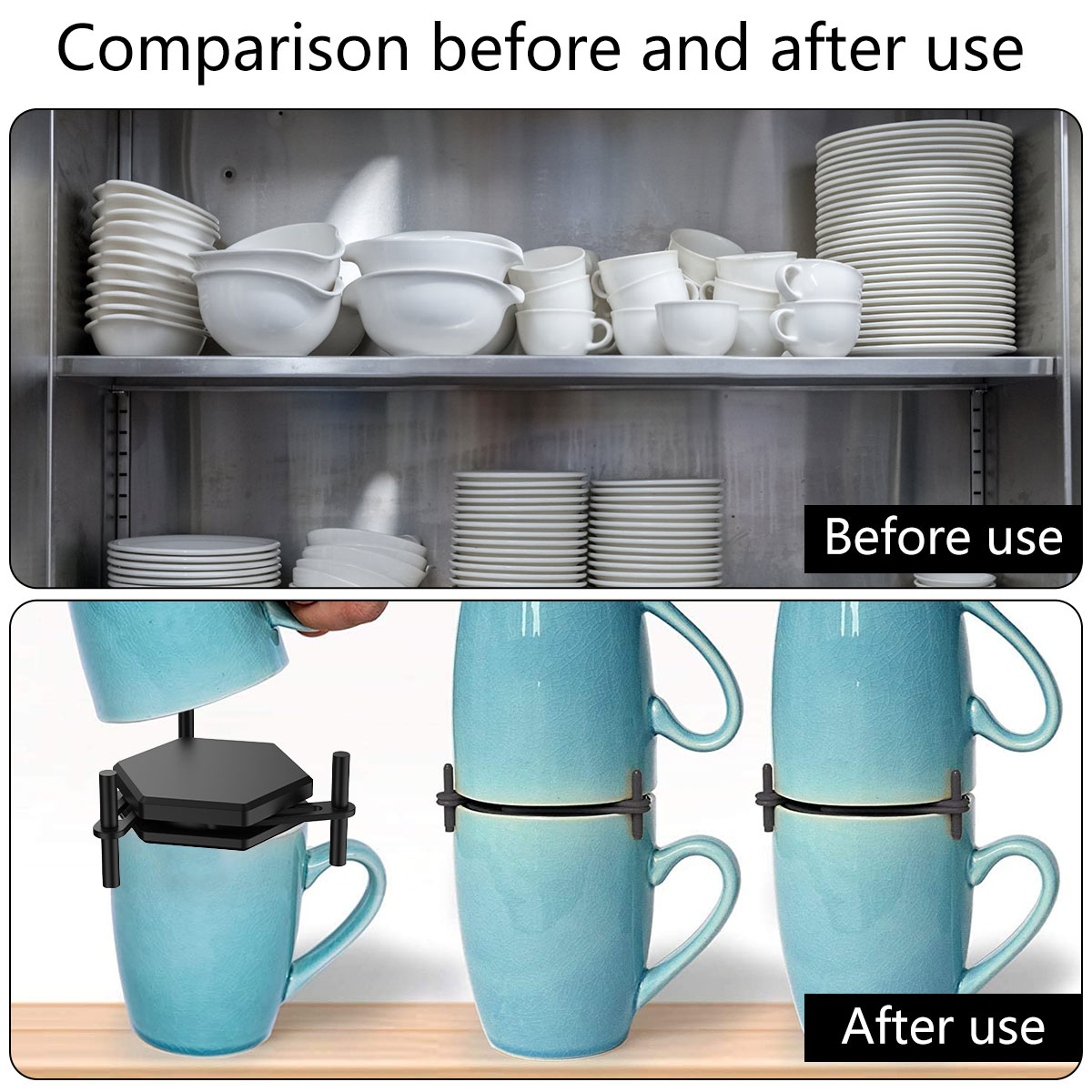 6/12 pçs suporte de armazenamento de caneca de café ajustável desktop copo organizador prateleira armário de cozinha empilhável organizador de copo de café